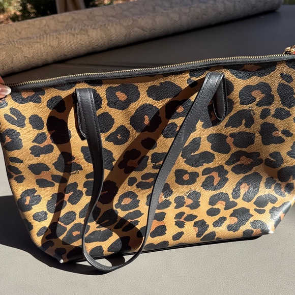 Coach Tan and Black Leopard Tote - Picture 4 of 7